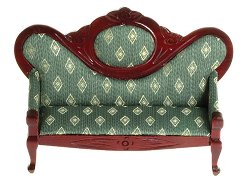 Victorian Sofa, Mahogany, Green Diamonds